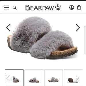 BearPaw Soft Gray Furry Slides